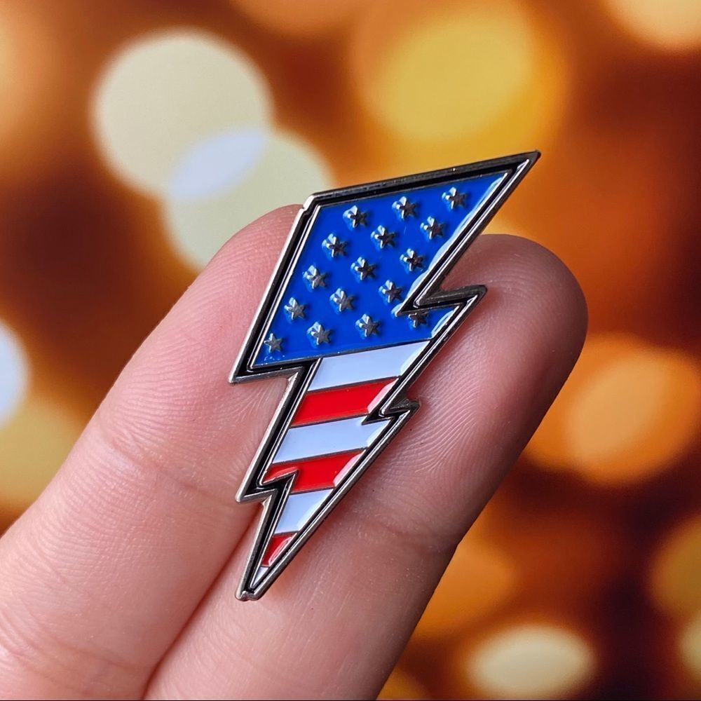 American Lightning Bolt Enamel Pin/ Brooch Lapel